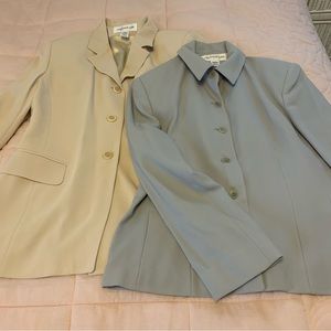 JONES NEW YORK  2 size 14 blazers one light blue and one cream office blazers
